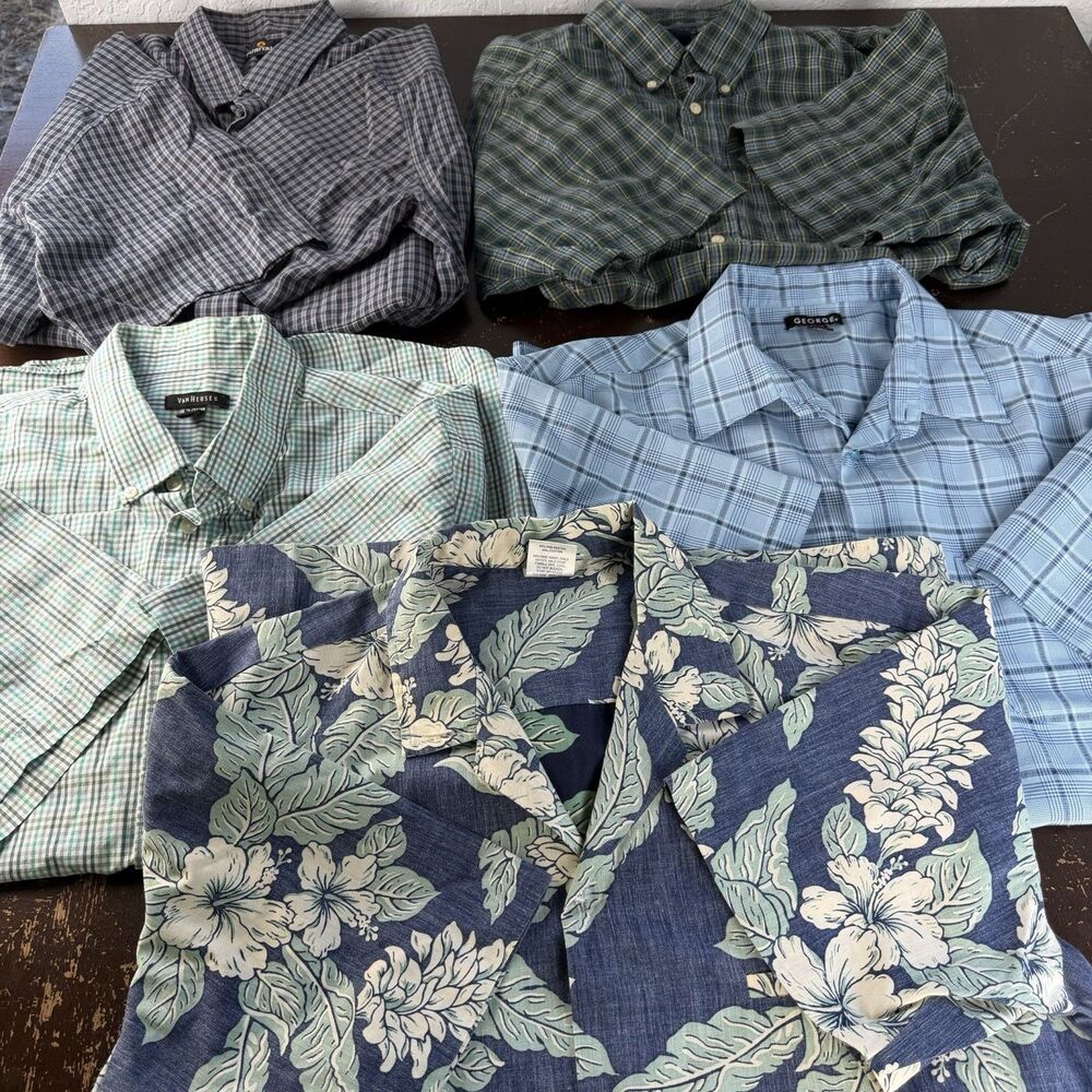 Mens XL Shirts Lot Of 5 Royal Creations Puritan Basic Editions George Van Huesen